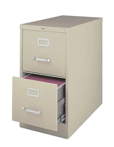 Staples 2-Drawer Vertical File Cabinet, Locking, Letter, 26.5"D - Lot 391