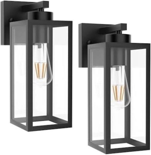Outdoor Wall Lantern 2 Pack Black Exterior Wall Sconce - Lot 467