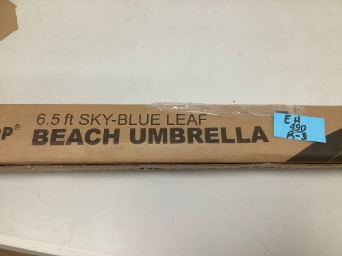 6.5ft Sky Blue Beach Umbrella - Lot 490