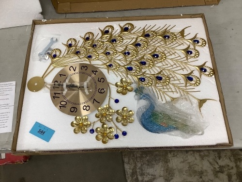 Metal Peacock Wall Clock - Lot 544