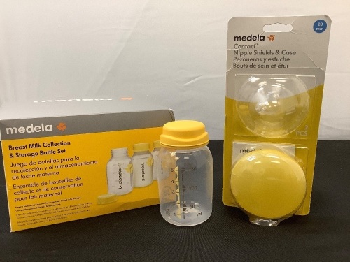 Medela Breast Milk Storage Bottle Set & Nipple Shields - Lot 478