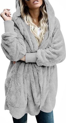 Women's Winter Fleece Jacket, Hooded, Grey, Size S - Lot 229