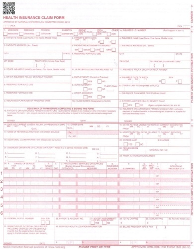 CMS 1500 (02-12) Medical Forms, 5 Reams, 500 Sheets per Ream, 2500 Total - Lot 70