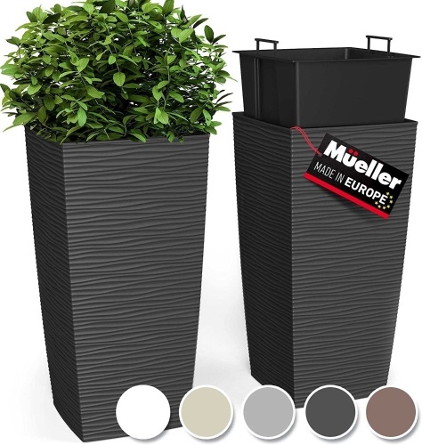 Janska Mueller M-Resin Heavy Duty Tall Planter, Indoor/Outdoor, 2-Piece Set, 24” - Lot 154