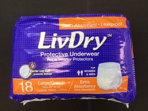 LivDry Unisex Protective Underwear, 18pk Size L - Lot 689