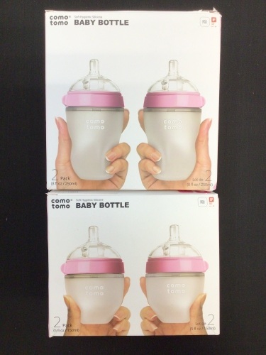 Lot of (2) 2pk Como Tomo Silicone Baby Bottles - Lot 700