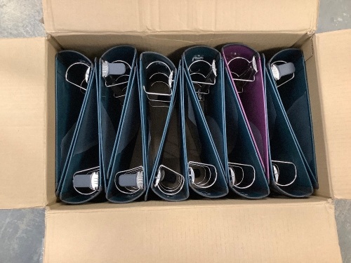 Box of 12 Large 3 Ring Binders, Various Colors - Lot 446