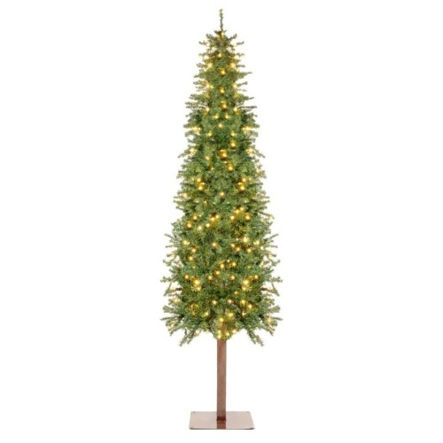 Pre-Lit Artificial Alpine Slim Pencil Christmas Tree w/ LED Lights, Stand - Lot 1036