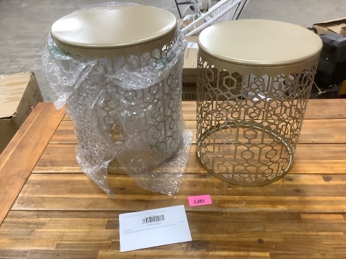 Set of 2 Gold Round Accent Tables - Lot 1085
