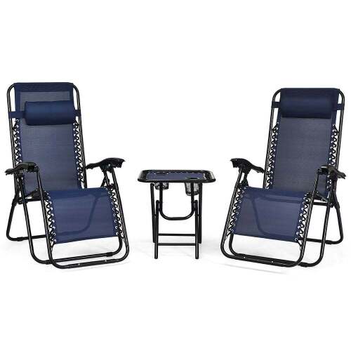 3 PCS Zero Gravity Chair Folding Lounge Table Chair Set - Lot 1130