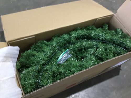 60" Pre-Lit Artificial Fir Christmas Wreath w/ LED Lights, Plug-In, PVC Tips  - Lot 532