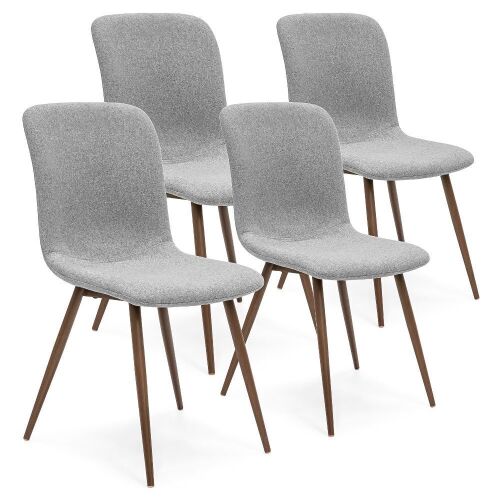 Set of 4 Mid-Century Modern Dining Room Chairs w/ Fabric Upholstery and Metal Legs - Gray - Lot 422