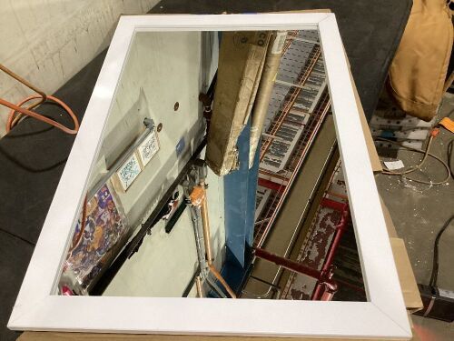 24" x 35" White Framed Mirror - Damaged Corner  - Lot 195