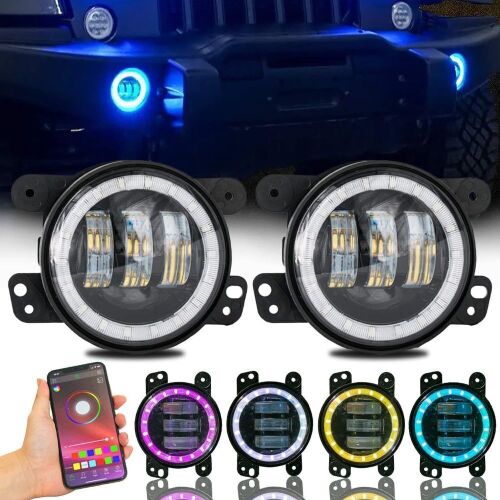 Bluetooth Controlled RGB 4" 30W Bumper Halo Ring Fog Light Lamps  - Lot 246