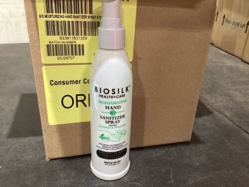 Case of (12) BioSilk Moisturizing Hand Sanitizer Spray with Alcohol & Peroxide 8 fl oz  - Lot 351