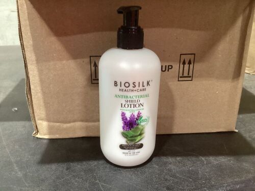Case of (12) BioSilk Antibacterial Shield Lotion with Aloe & Lavender 12 fl oz  - Lot 696