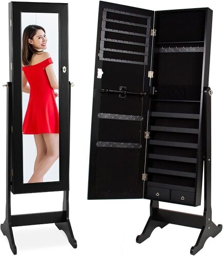 Full Length Standing Jewelry Mirror Armoire w/ Velvet Interior - Lot 501