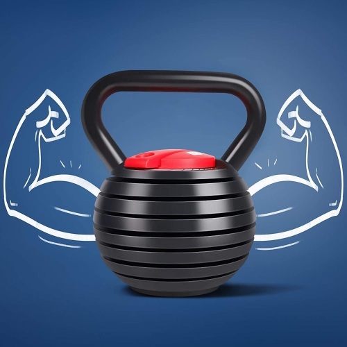 TopMade 5lb-40lb Vinyl Coated Cast Iron Adjustable Kettlebell Weights Set - Lot 147
