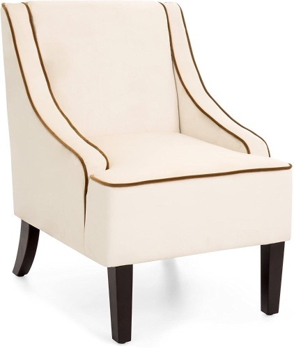 Microfiber Accent Chair with Wooden Legs  - Lot 398