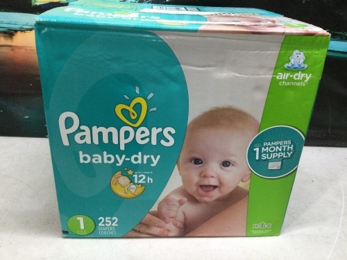 Pampers Baby-Dry Diapers, Size 1, 252 Ct - Lot 568
