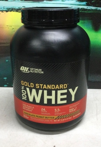Optimum Nutrition Gold Standard 100% Whey Protein Powder, Chocolate Peanut Butter, 5 Pound  - Lot 608