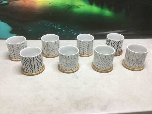 Dervell Geometric Patterned Succulent Planters with Drainage Holes - New - Lot 722