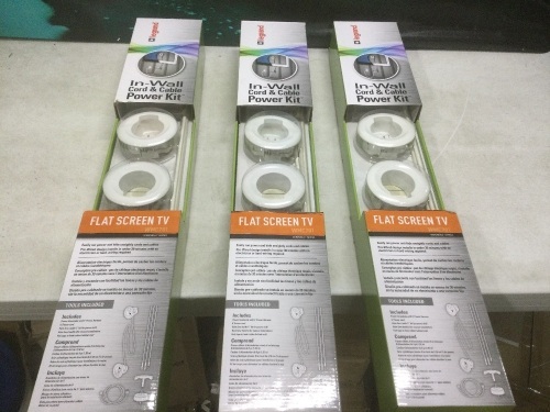 Lot of (3) Legrand Wiremold In-Wall Flat Screen TV Power and Cable Concealment Grommet Kits - Lot 728