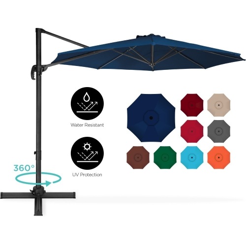 360-Degree Rotating Cantilever Offset Patio Umbrella w/ Tilt, 10ft  - Lot 856