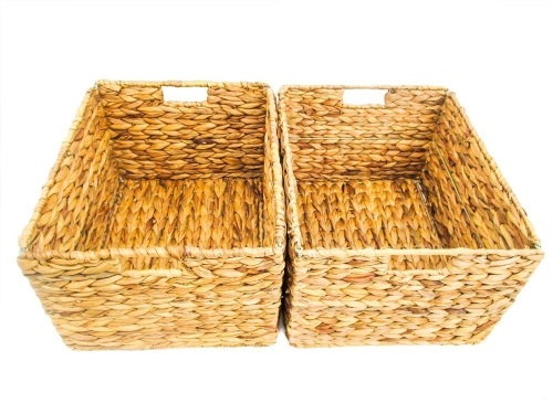 Trademark Innovations Large Foldable Rectangle Woven Wicker Basket Bins, Set of 2   - Lot 907