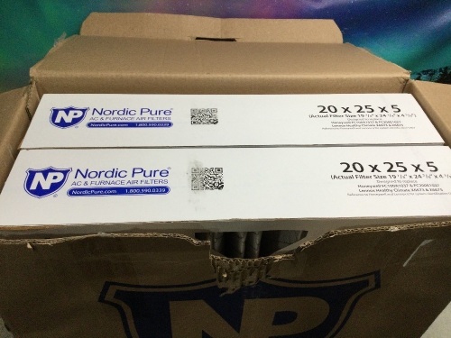 Nordic Pure Merv 12 Pleated Air Filters, 20x25x5, 2 Pack - Lot 837