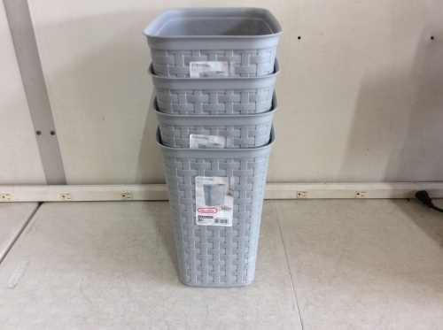 Lot of (4) Sterilite Wicker Weave 3.4 Gallon Wastebaskets - Lot 594