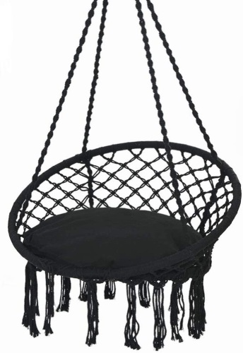 Patio Watcher Hammock Chair Hanging Macrame Swing with Cushion - Lot 614