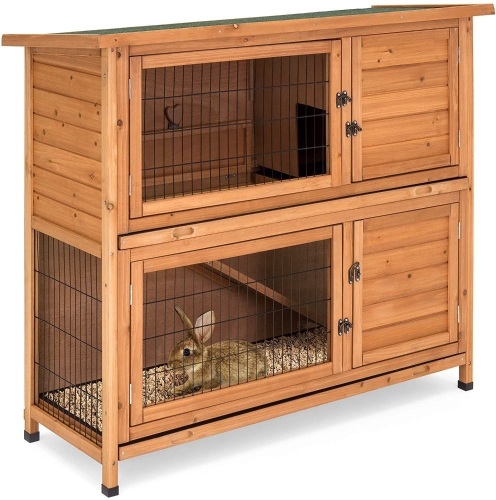 2-Story Outdoor Wooden Rabbit Hutch w/Ladder  - Lot 627
