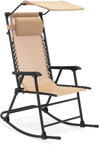 Foldable Zero Gravity Rocking Patio Chair w/ Sunshade Canopy   - Lot 880