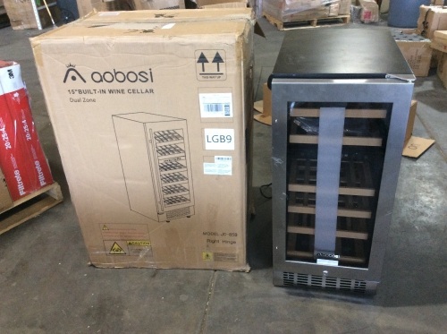 Aobosi 28 Bottle Dual Zone Wine Refrigerator with Stainless Steel Tempered Glass Door - Lot 95
