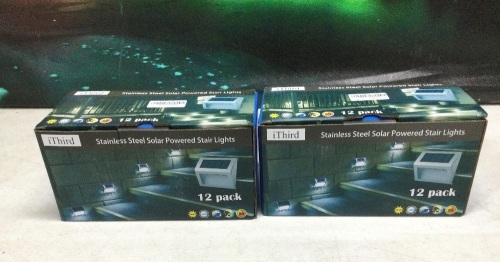 Lot of (2) iThird Stainless Steel Solar Stair Lights, 12 Pack - Lot 691