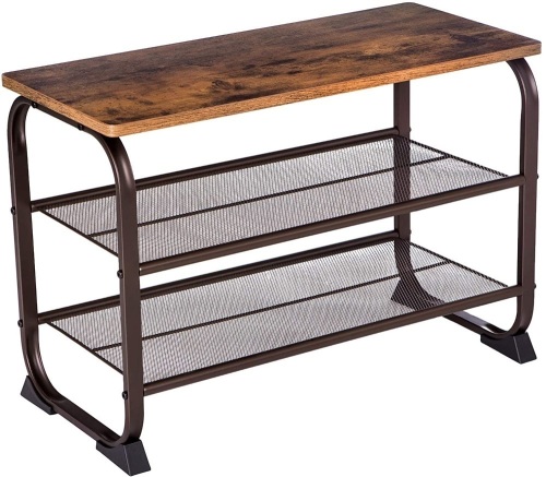 VASAGLE Industrial 3 Tier Shoe Rack Bench  - Lot 362