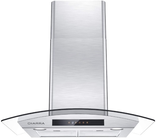 CIARRA 30" Glass Wall Mount Range Hood with 3 Speed Exhaust Fan, Aluminum Mesh Filters, Touch Control, Ducted & Ductless Convertible  - Lot 367