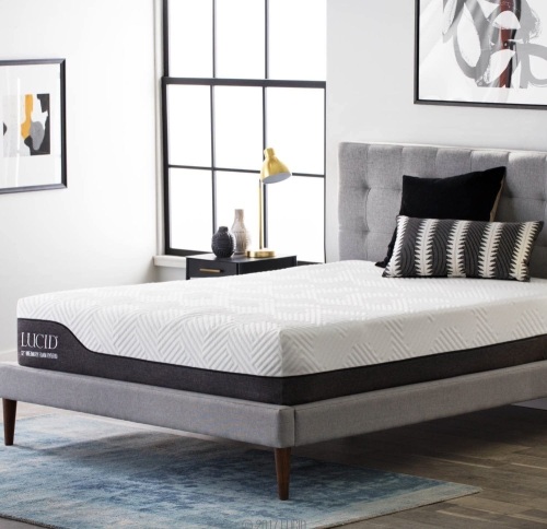 LUCID 12" Hybrid Mattress, Bamboo Charcoal and Aloe Vera Infused Memory Foam - Lot 83