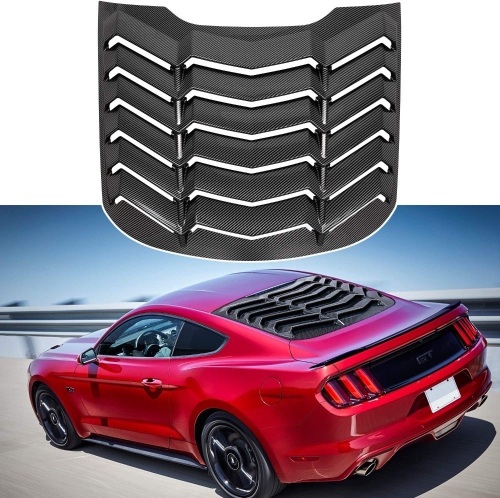 Rear Window Louver Sun Shade for Ford Mustang 2015-2020, Carbon Fiber Texture in GT Lambo Style  - Lot 827