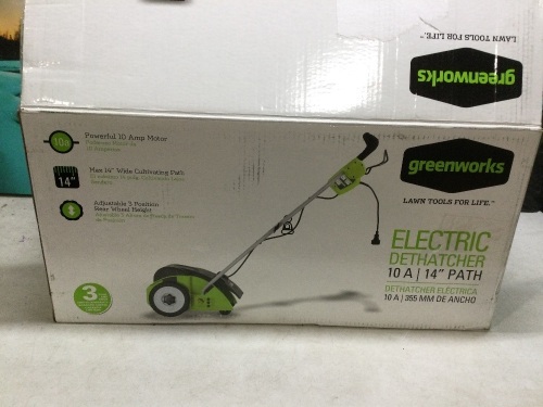 Greenworks 10 Amp 14" Corded Dethatcher  - Lot 622