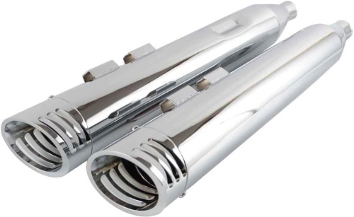 SHARKROAD 4.0" Chrome Slip Ons Muffler Exhaust For Harley Davidson 1995-2016 Touring - Lot 60