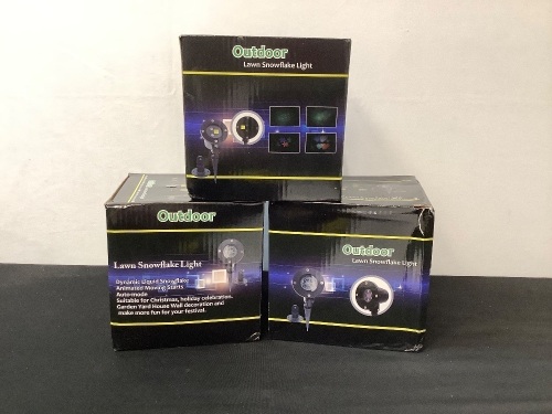 Lot of (3) Outdoor Lawn Snowflake Projection Lights - Lot 233