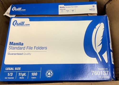 Box of Quill Standard Manila File Folders, Legal Size - Lot 427