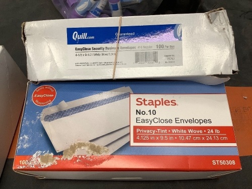 Box of Office Supplies - Computer Paper, Envelopes, Glue Sticks, Sheet Protectors, Binders - Lot 503