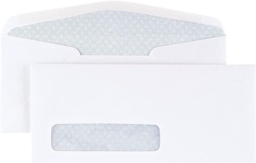 Lot of (5) Boxes Staples No. 10 Left Window Privacy Tint Envelopes 4 1/8" X 9 1/2" 500/Box - Lot 535