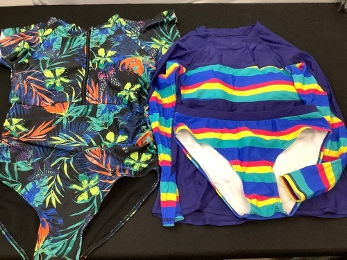Lot of (2) Swimsuits, 1 has long sleeves, Both M - Lot 539