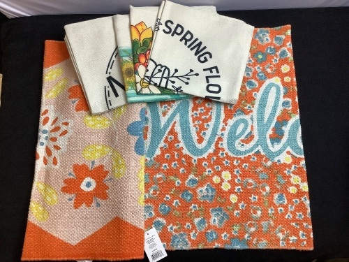 2 Colorful Spring Rugs & 4 Pillow Covers Bundle - Lot 236