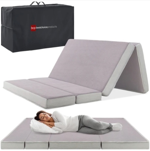 Folding Portable Queen Mattress Topper w/ Plush Foam - 4in - Lot 40