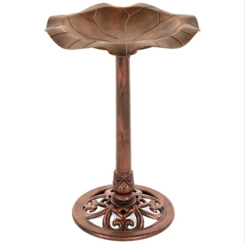 Lily Leaf Pedestal Bird Bath Decoration Accent w/ Floral Accents - Lot 355
